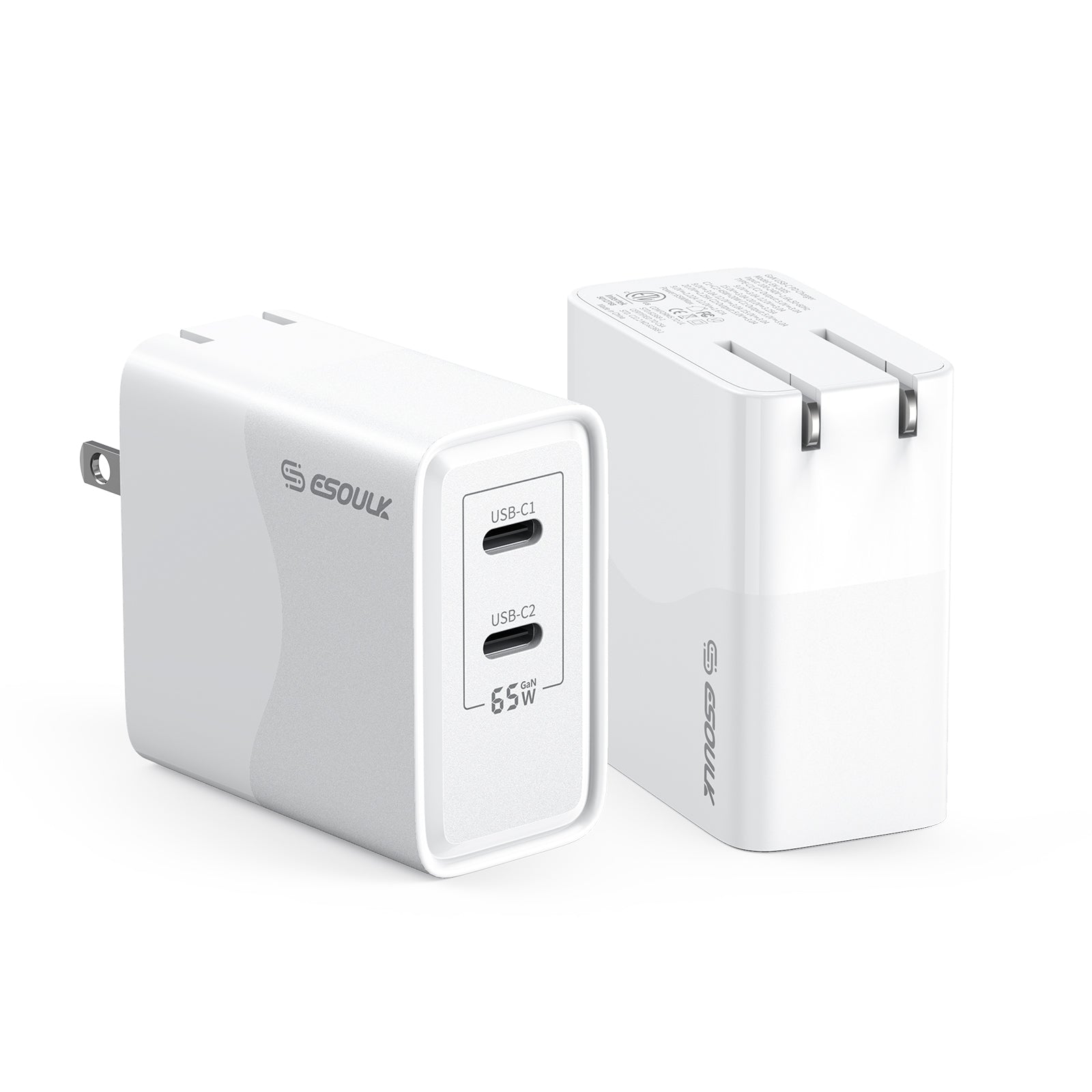 EK-2005WH 65W GaN Dual USB-C Wall Charger