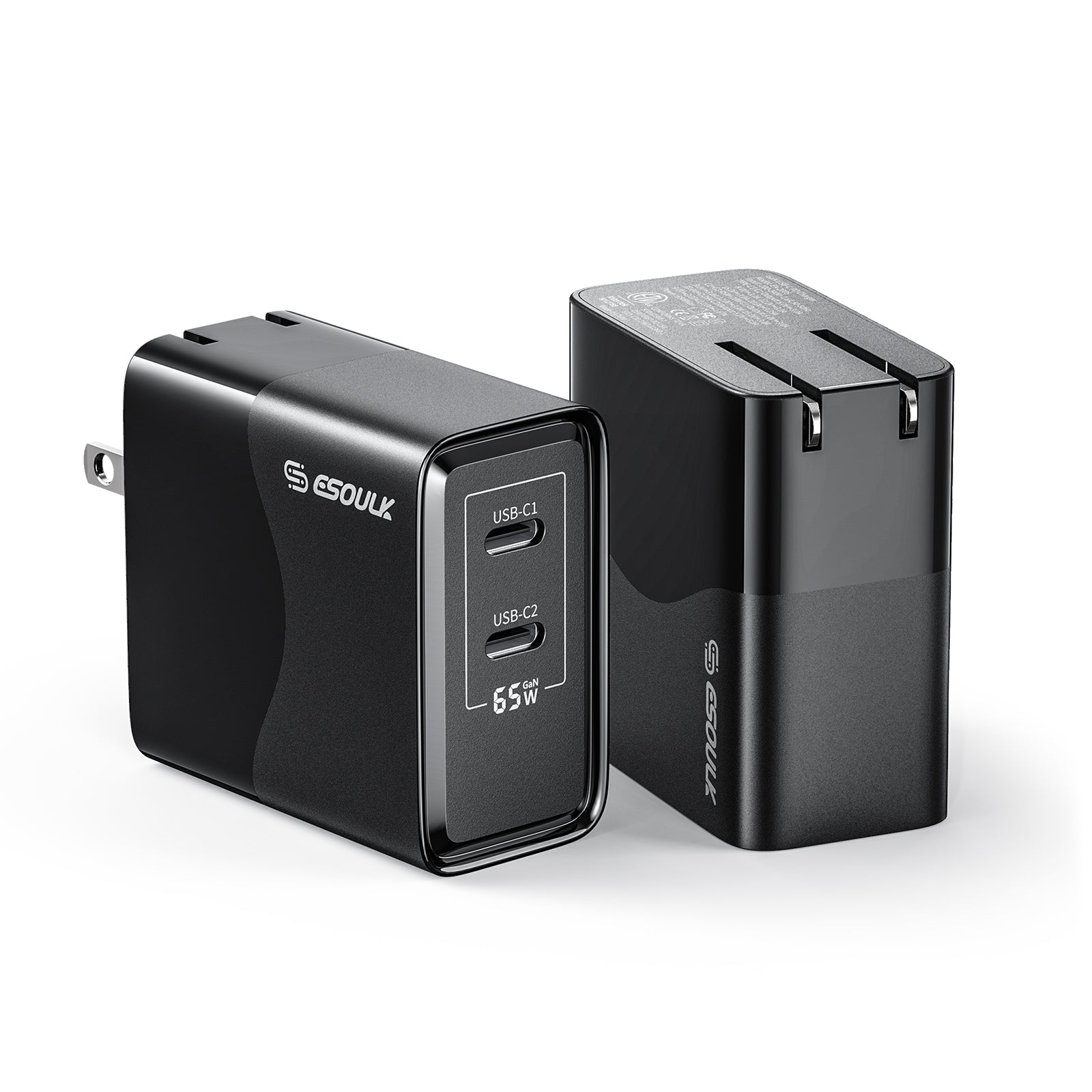 EK-2005BK 65W GaN Dual USB-C Wall Charger