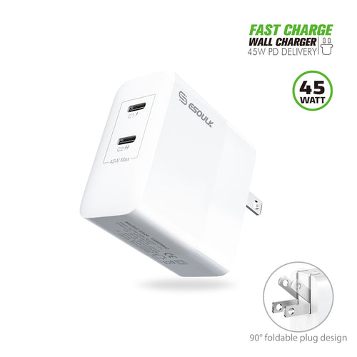 EB2002WH 45W PD Dual Type-C Fast Wall Charger