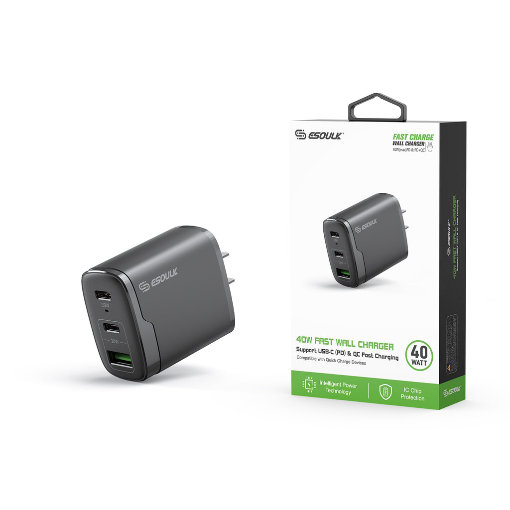 EA18-BK 40W Dual PD+QC Fast Wall Charger