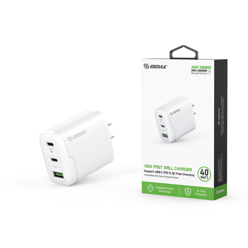 EA18-WH 40W Dual PD+QC Fast Wall Charger