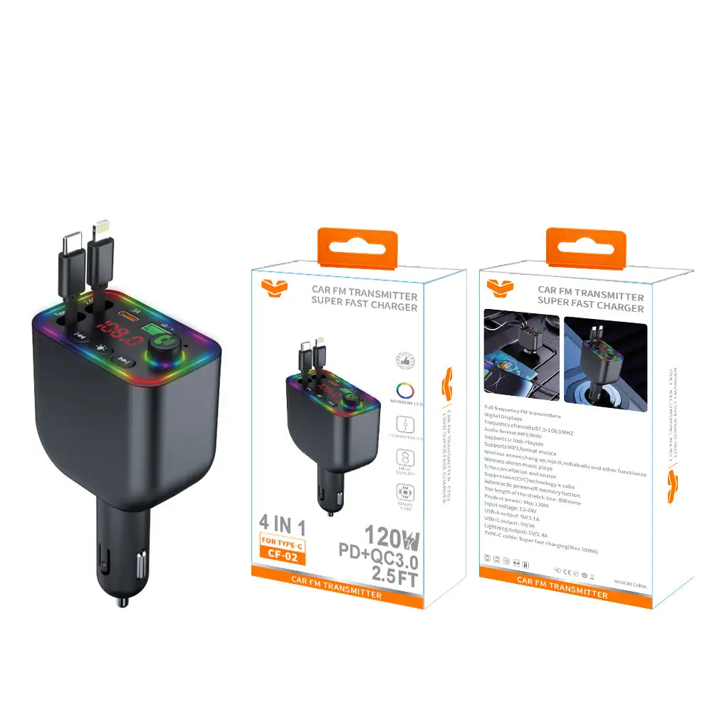 Vitog CF02 120W PD+QC3.0 Car FM Transmitter