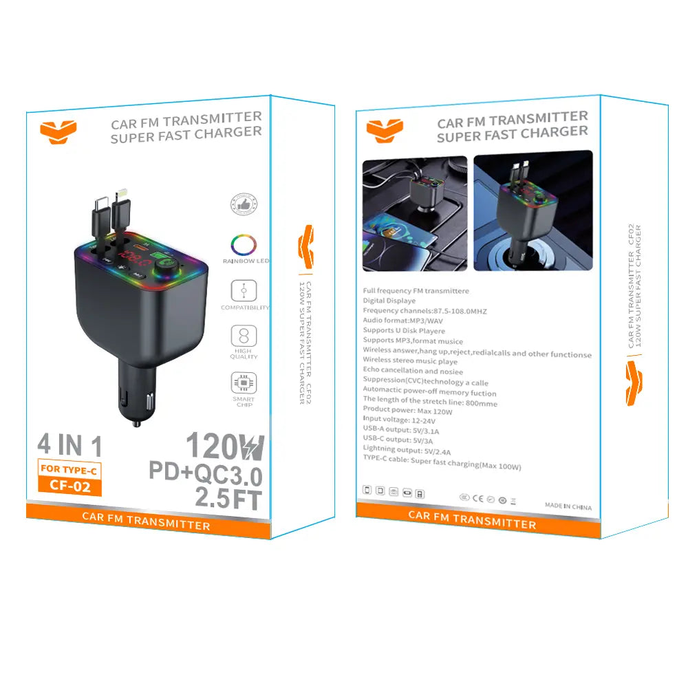 Vitog CF02 120W PD+QC3.0 Car FM Transmitter