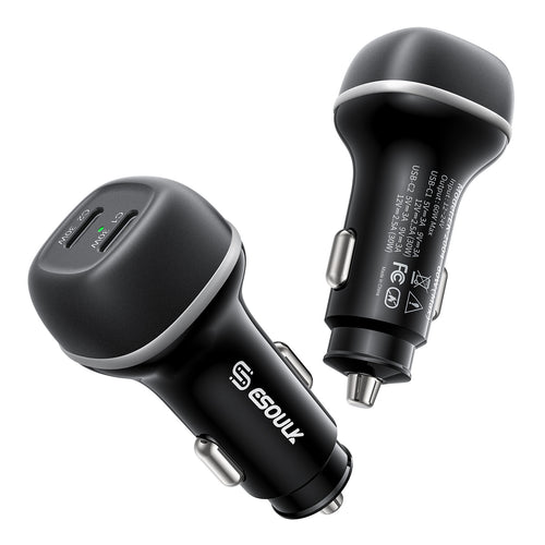 EK-2004BK 60W PD Dual USB-C Car Charging Plug