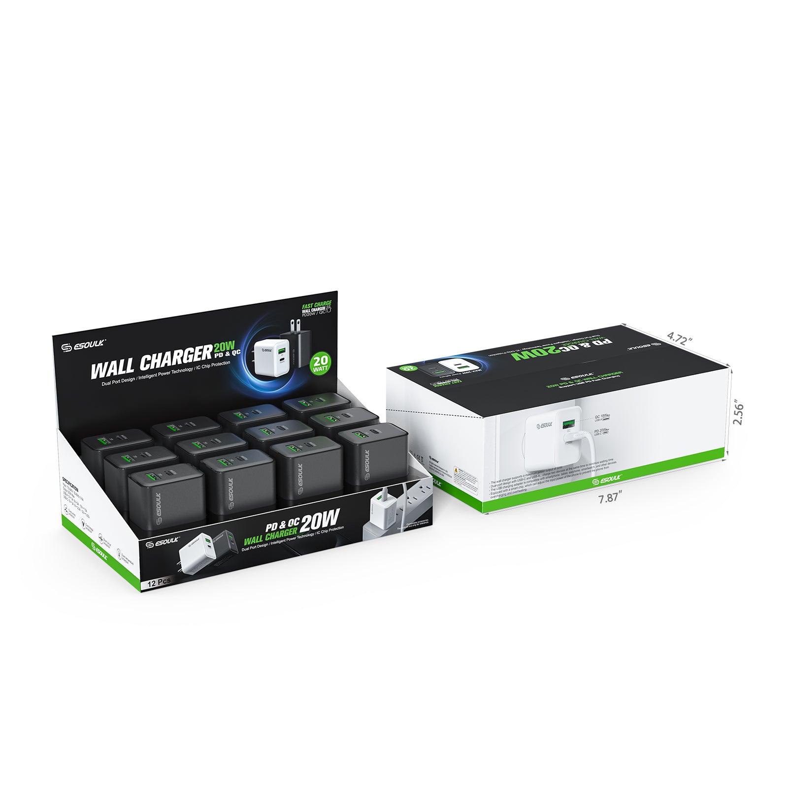 EK-2009BK 20W PD&QC Wall Charger