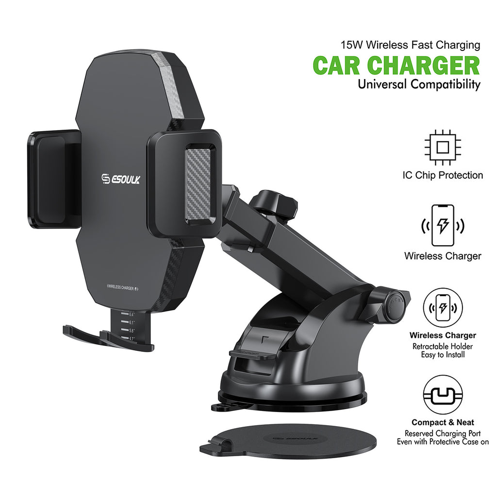 EK-3012BK 15W Wireless Fast Charging Car Charger